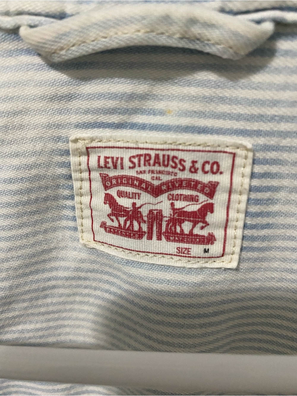 Levi's Men’s Light Blue Stripe Western Shirt Jacket - Picture 4 of 7